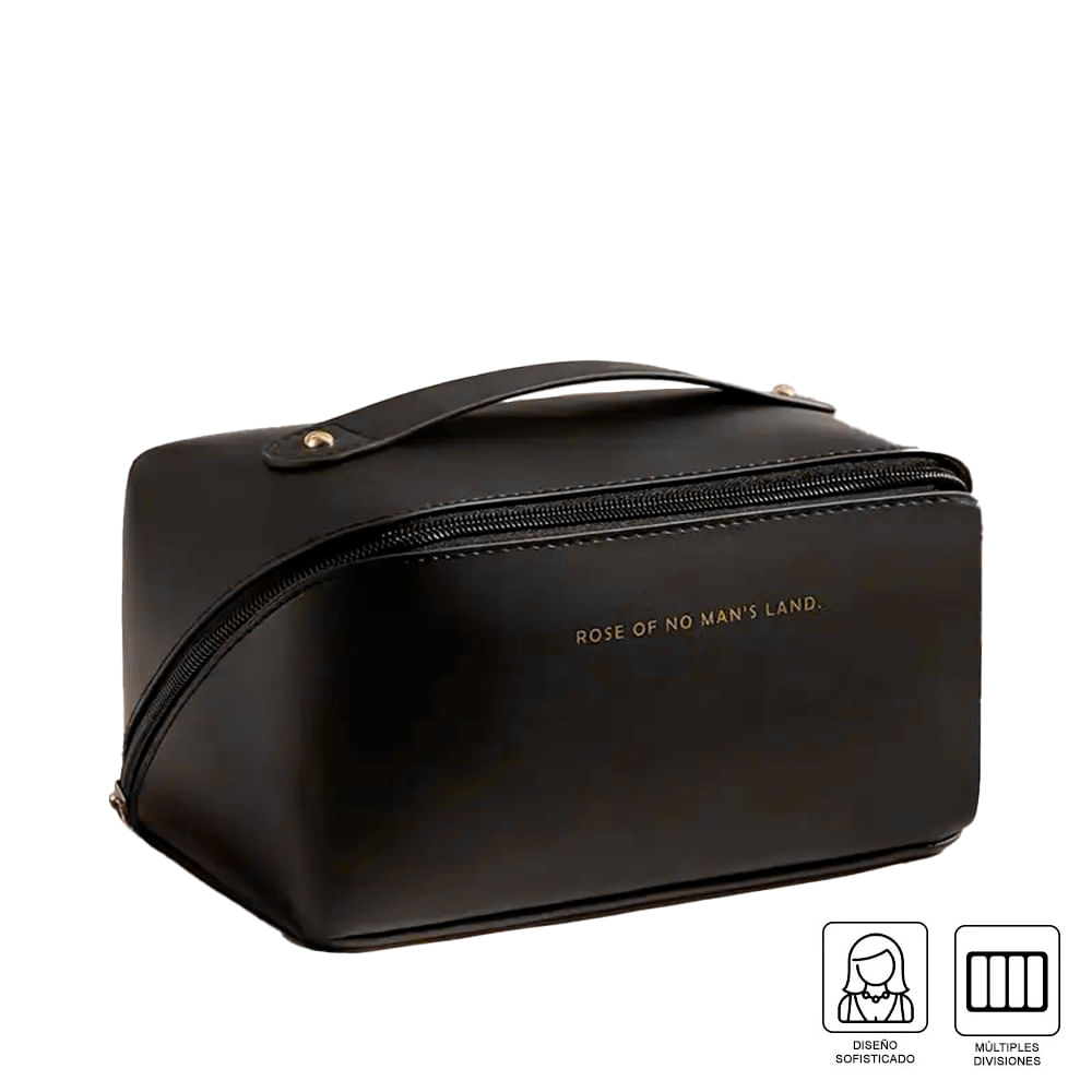 Neceser Organizador Estuche de Maquillaje Cosméticos PU con Asa MDA290044 Negro