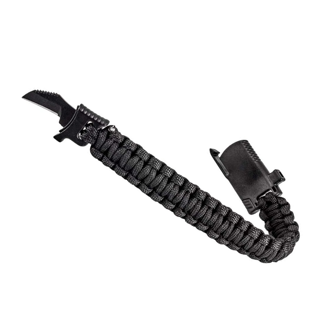 Pulsera Táctica Paracord Camping y Supervivencia Con Navaja Negro