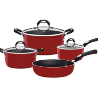 Juego de ollas de Aluminio Mónaco Rojo x 7 piezas - MEGA IMPORT