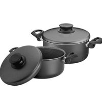 Juego de ollas de Aluminio París Negro x 2 piezas (24 cm26 cm) - MEGA IMPORT