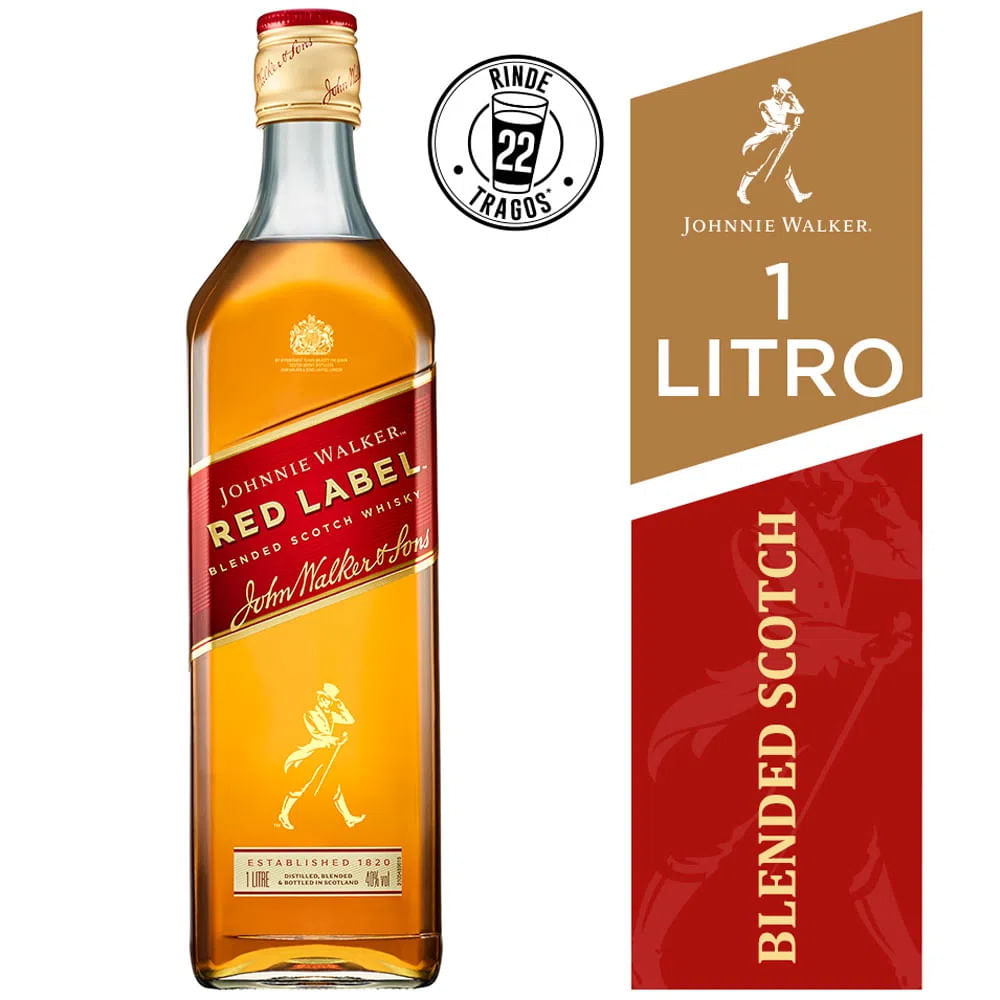 Whisky JOHNNIE WALKER Red Label Botella 1L