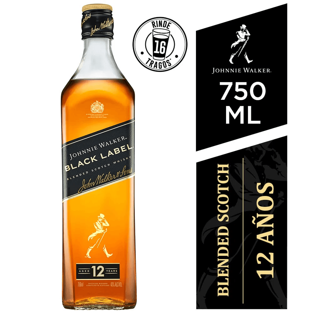 Whisky JOHNNIE WALKER Black Label 750ml sin estuche