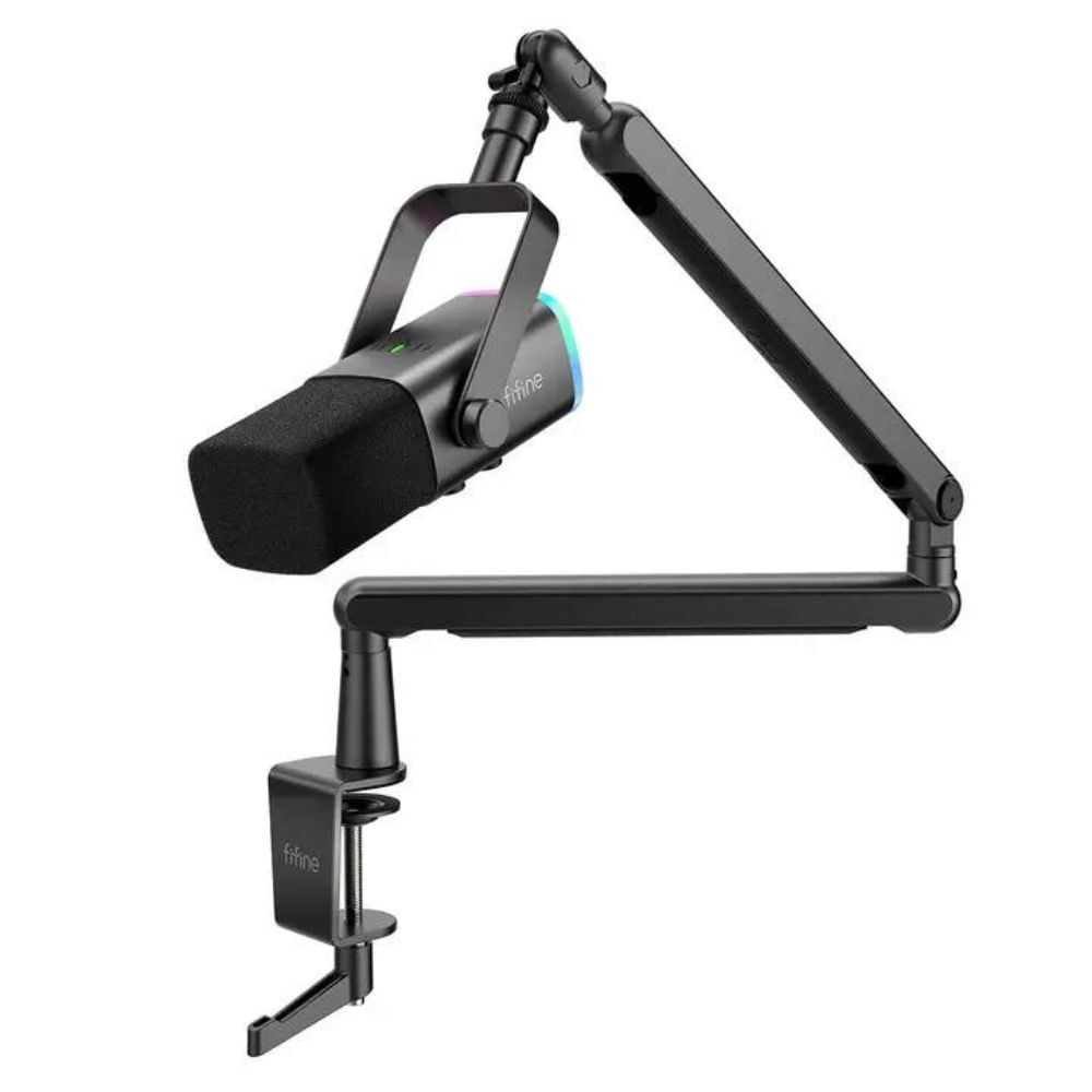 Fifine - Micrófono Ampligame TAM8 XLR/USB (Incluye Brazo) - Negro