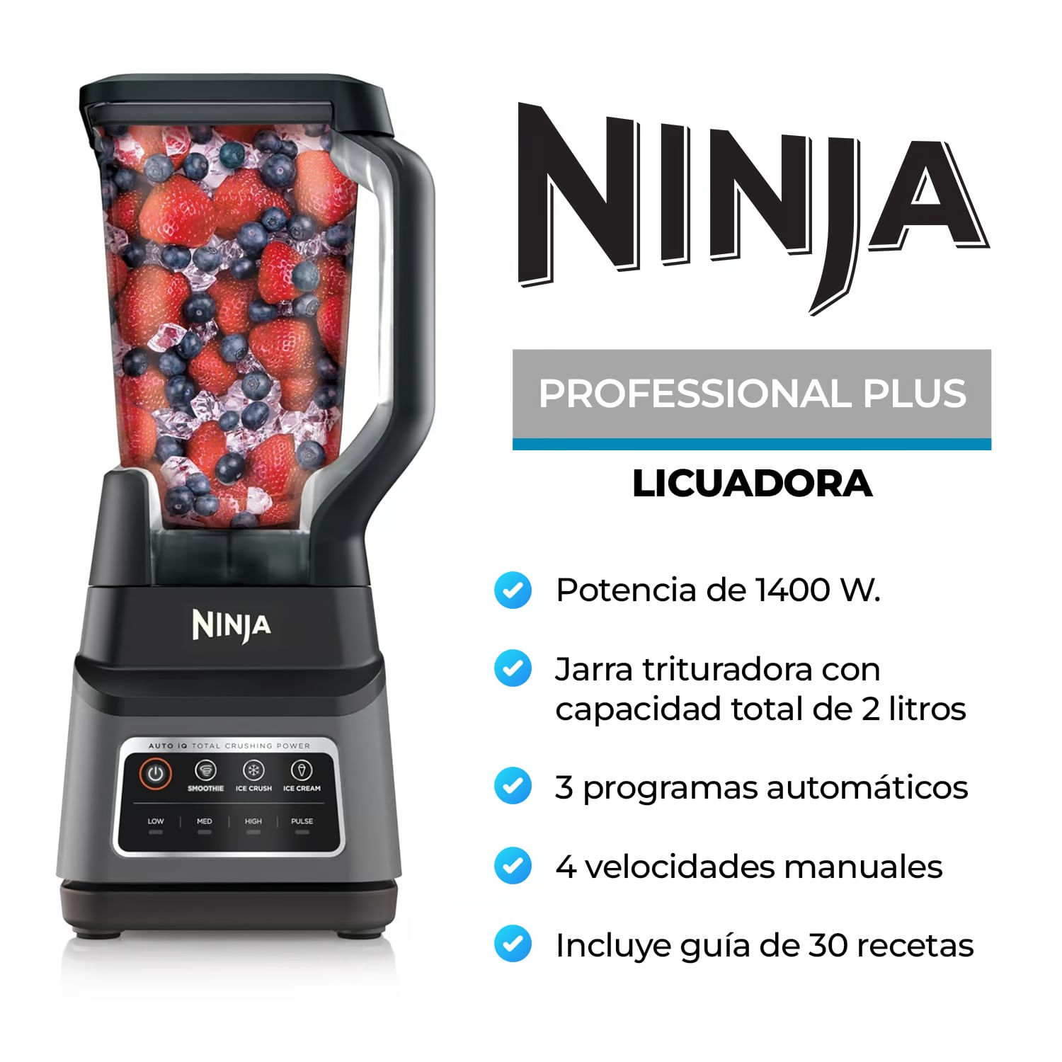 Licuadora Profesional 2L Potencia Maxima 1400W BN701CL - Acero/Inoxidable !OFERTON!