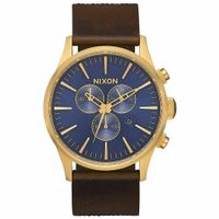 Reloj Nixon Sentry Chrono A4053210 Cronometro Correa Cuero Marrón Azul