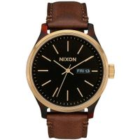 Reloj Nixon Sentry Luxe A12633167 Fecha Correa de Cuero Marrón Negro