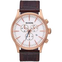 Reloj Nixon Sentry A4052459 Fecha Cronómetro Correa de Cuero Marrón