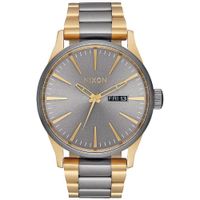 Reloj Nixon Sentry A356595 Fecha Acero Inoxidable Gris Dorado