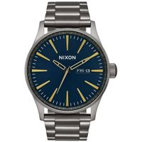 Reloj Nixon Sentry A3562983 Fecha Gris Gunmetal Azul
