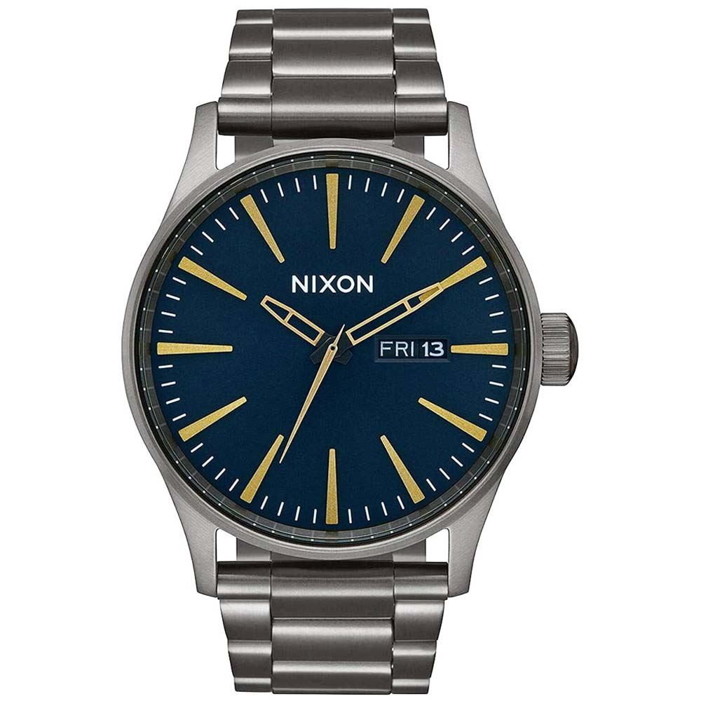 Reloj Nixon Sentry A3562983 Fecha Gris Gunmetal Azul