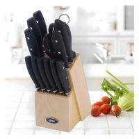 Juego de Cuchillos Oster 15 Piezas de Acero Inoxidable y Base de Madera 14378.15