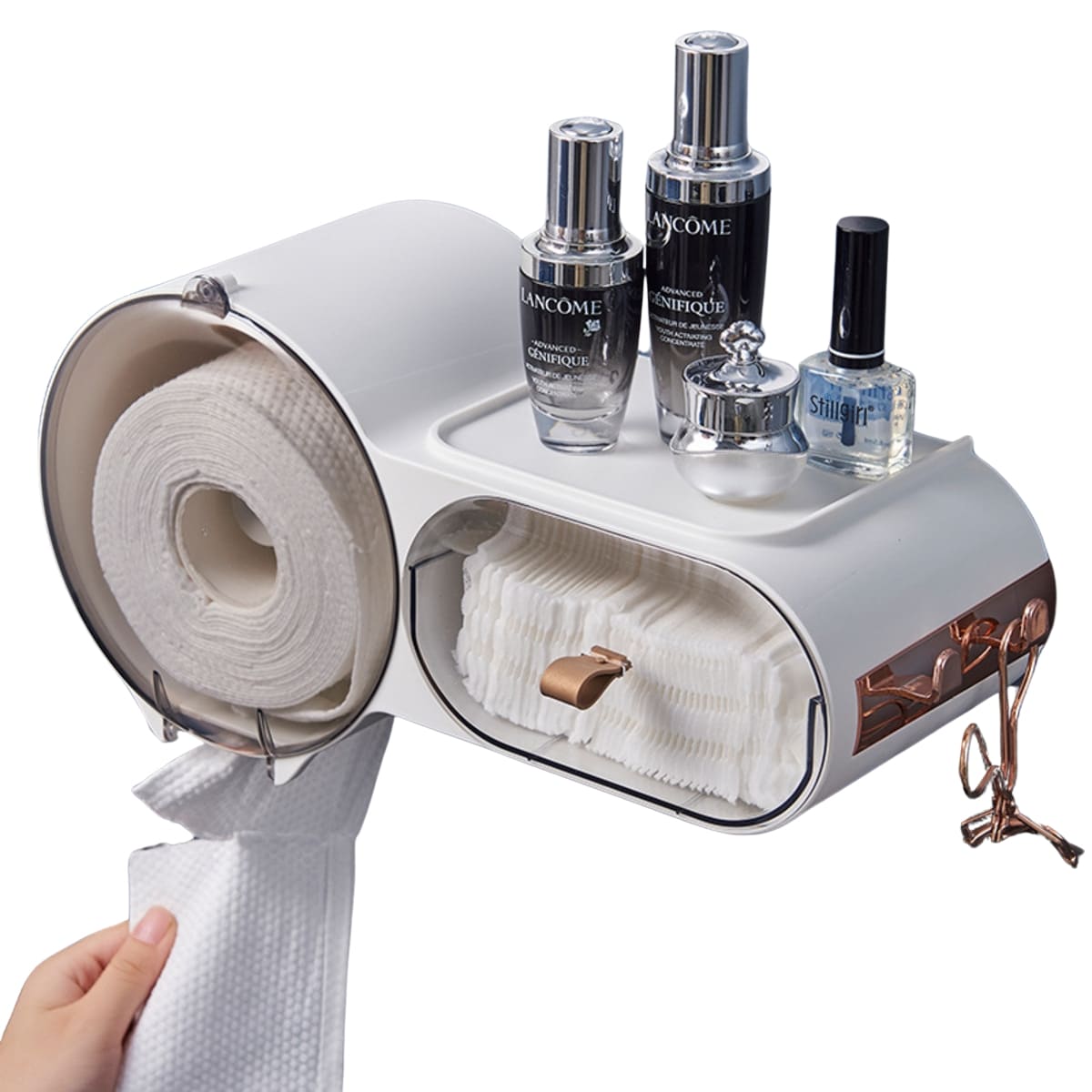 Dispensador De Papel Premium Con Ganchos Blanco