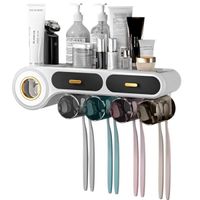 Organizador De Baño Con Dispensador De Pasta Dental Detalles Dorados