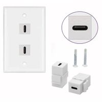 Placa de pared ABS 2 puertos USB C TIPO C Faceplate hembra a hembra NETCOM