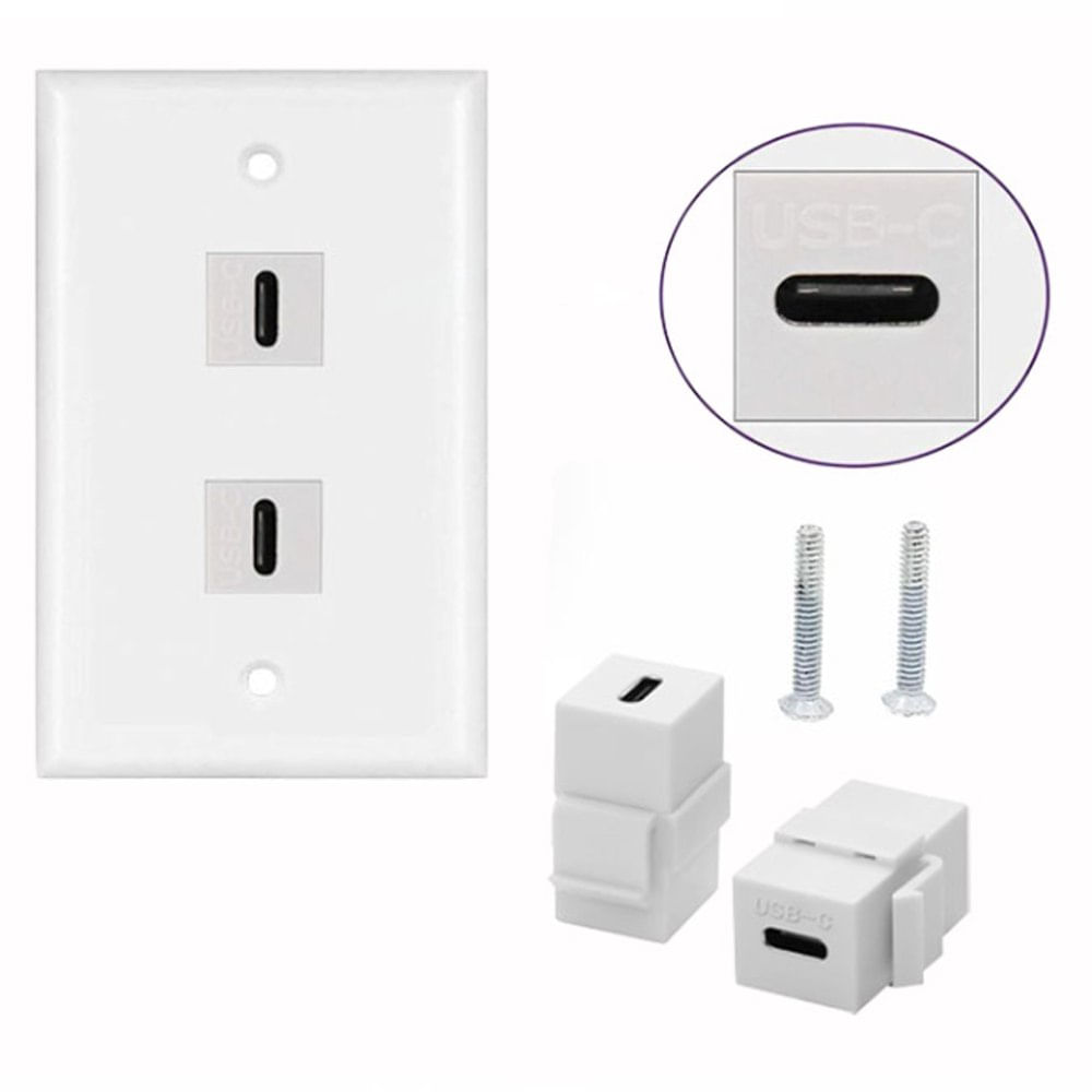 Placa de pared ABS 2 puertos USB C TIPO C Faceplate hembra a hembra NETCOM