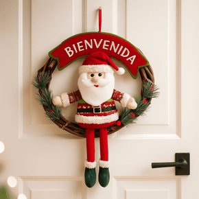 Corona Bienvenida Santa 34cm Cuentos de Navidad