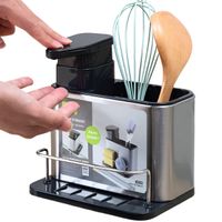 Organizador con Dispensador de Jabón y Escurridor de Acero Inoxidable