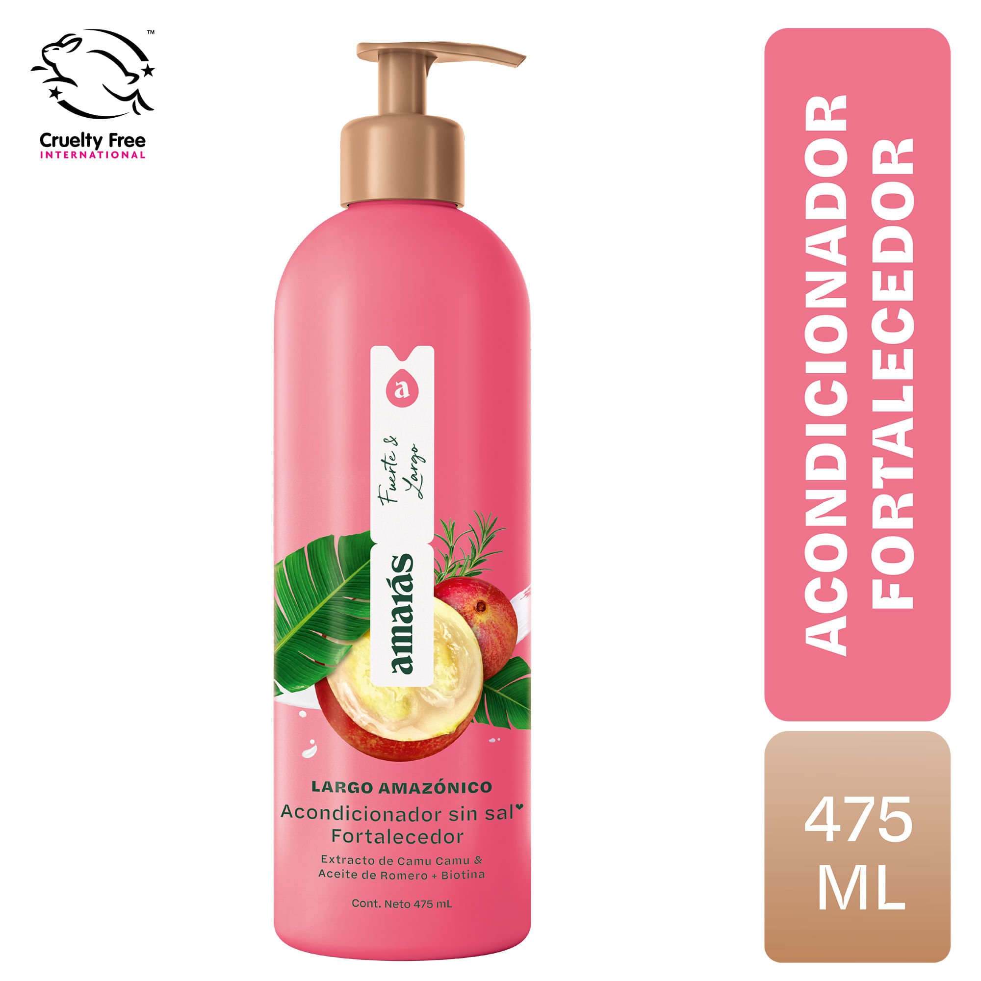 Acondicionador sin Sal Fortalecedor AMARÁS Largo Amazónico Frasco 475ml