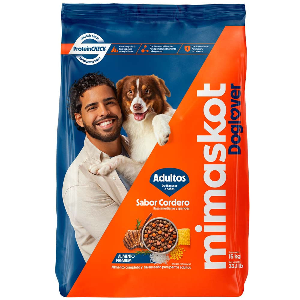 Comida para Perro MIMASKOT Adulto Medianos y Grandes Sabor Cordero Bolsa 15kg