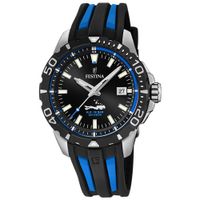 Reloj Festina The Originals F20462/4 Fecha Acero Inoxidable Correa De Silicona y Dial Negro Azul