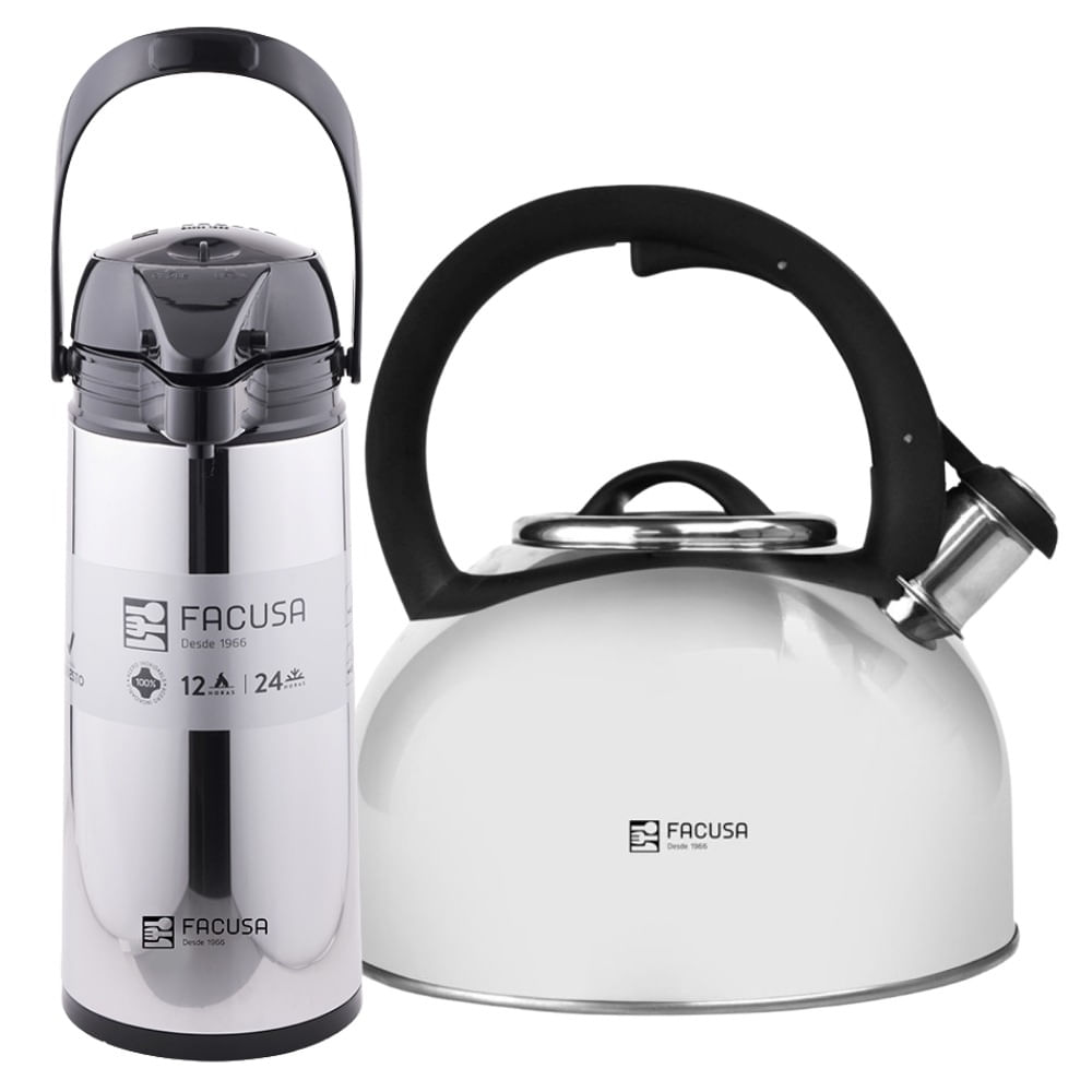 Pack Facusa Tetera Hogar 3LT + Termo Sifón 1.9LT Acero Inoxidable