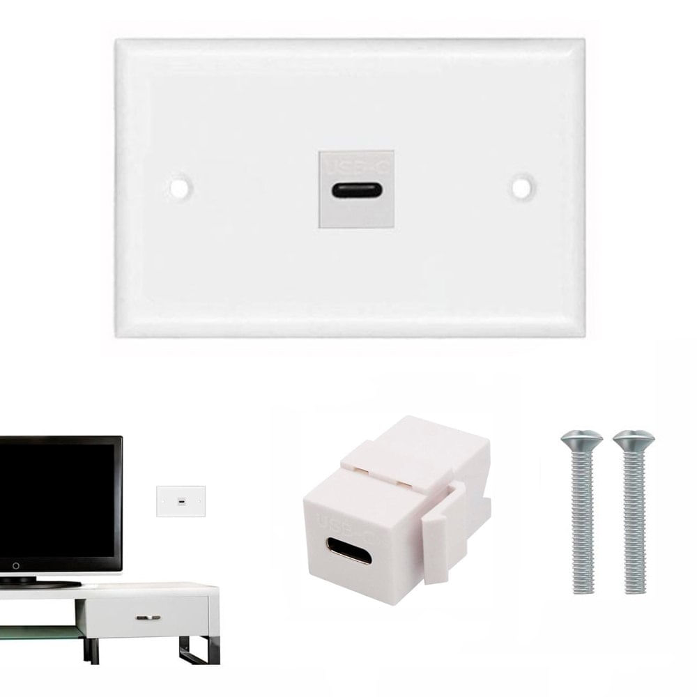 Placa de pared ABS 1 puerto USB C TIPO C Faceplate hembra a hembra NETCOM