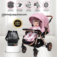 Coche Cuna De Lujo «SUNDARA PREMIUM» con Mochila Rosa