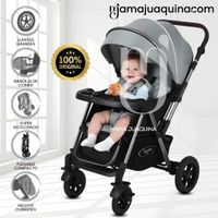 Coche Cuna De Lujo «SILVER» con Mango Reversible Verde