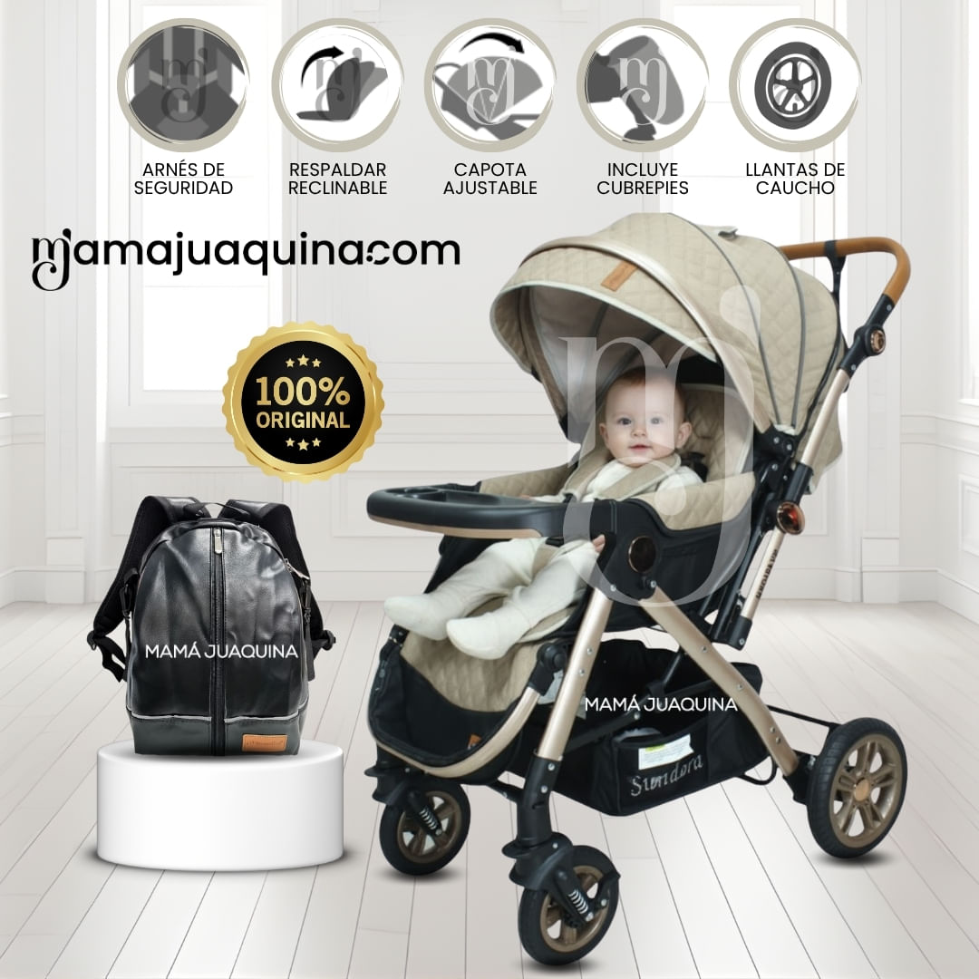 Coche Cuna De Lujo «SUNDARA PREMIUM» con Mochila Beige