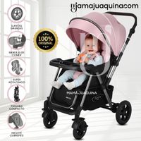 Coche Cuna De Lujo «SILVER» con Mango Reversible Rosa