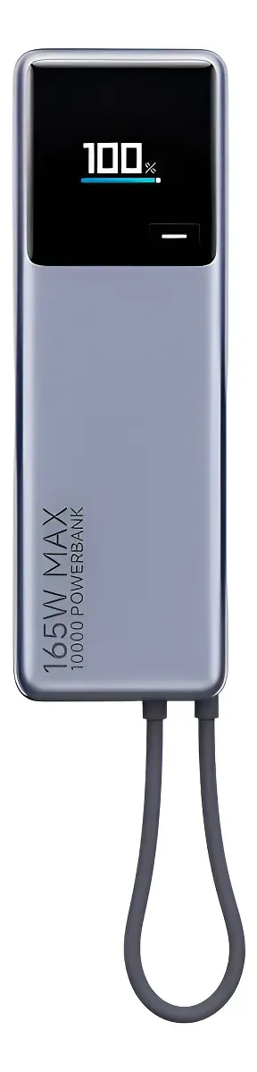 Power Bank Xiaomi 165w 10000mah Batería Portátil Con Cable Negro