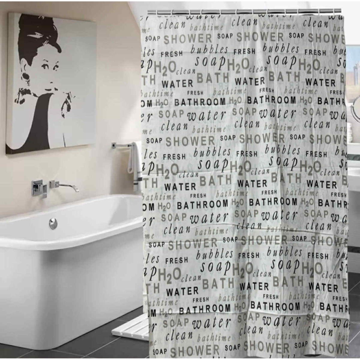 Cortina de Baño Letras 180x180cm
