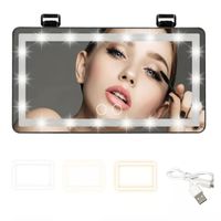 Espejo LED Con Luz Táctil Recargable Para Auto En Visera Parasol Negro