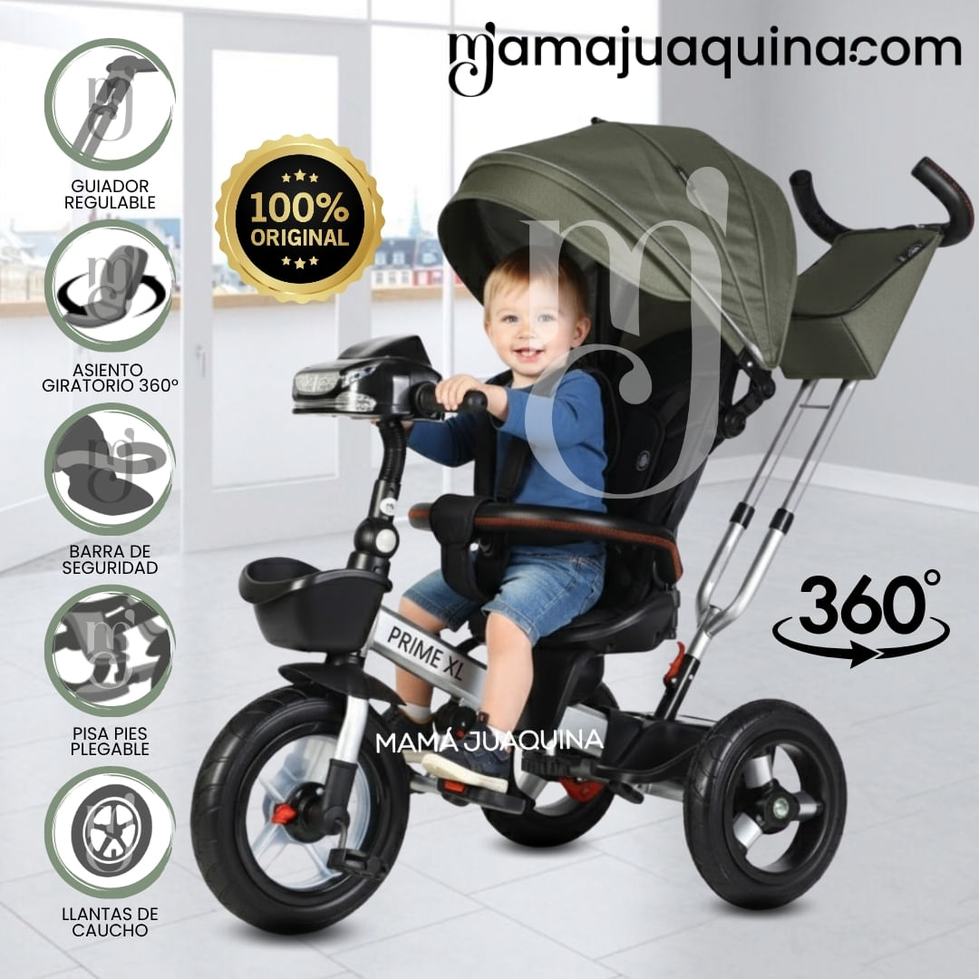 Triciclo Guiador Giratorio «PRIME XL» Para Niños Verde