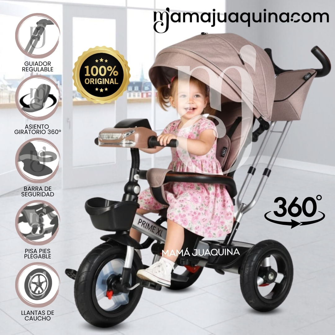 Triciclo Guiador Giratorio «PRIME XL» Para Niños Coffee