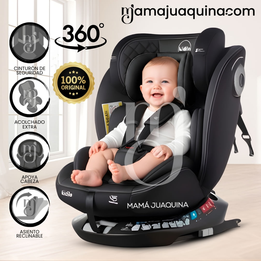 Silla de Auto Giratoria 360° «ESSIA» de Lujo Negro - copy