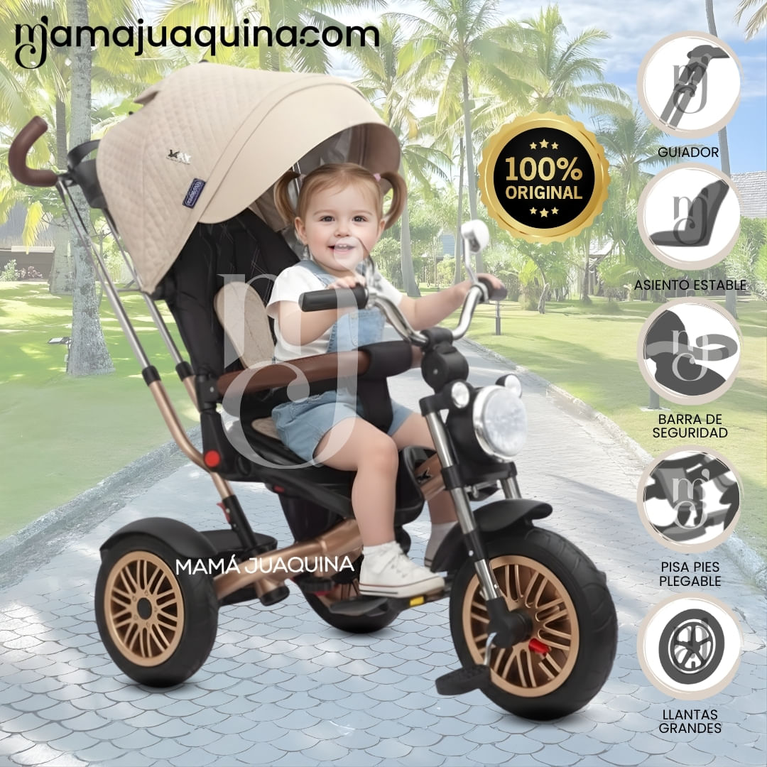 Triciclo Guiador Giratorio MAX «ROADSTER» USB Beige