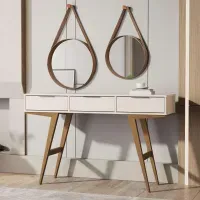 Mesa recibidora Nórdica 3 cajones Opra color Blanco/Duna TU MESITA