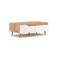 Mesa de Centro Begonia color Blanco/Duna 2 cajones TU MESITA
