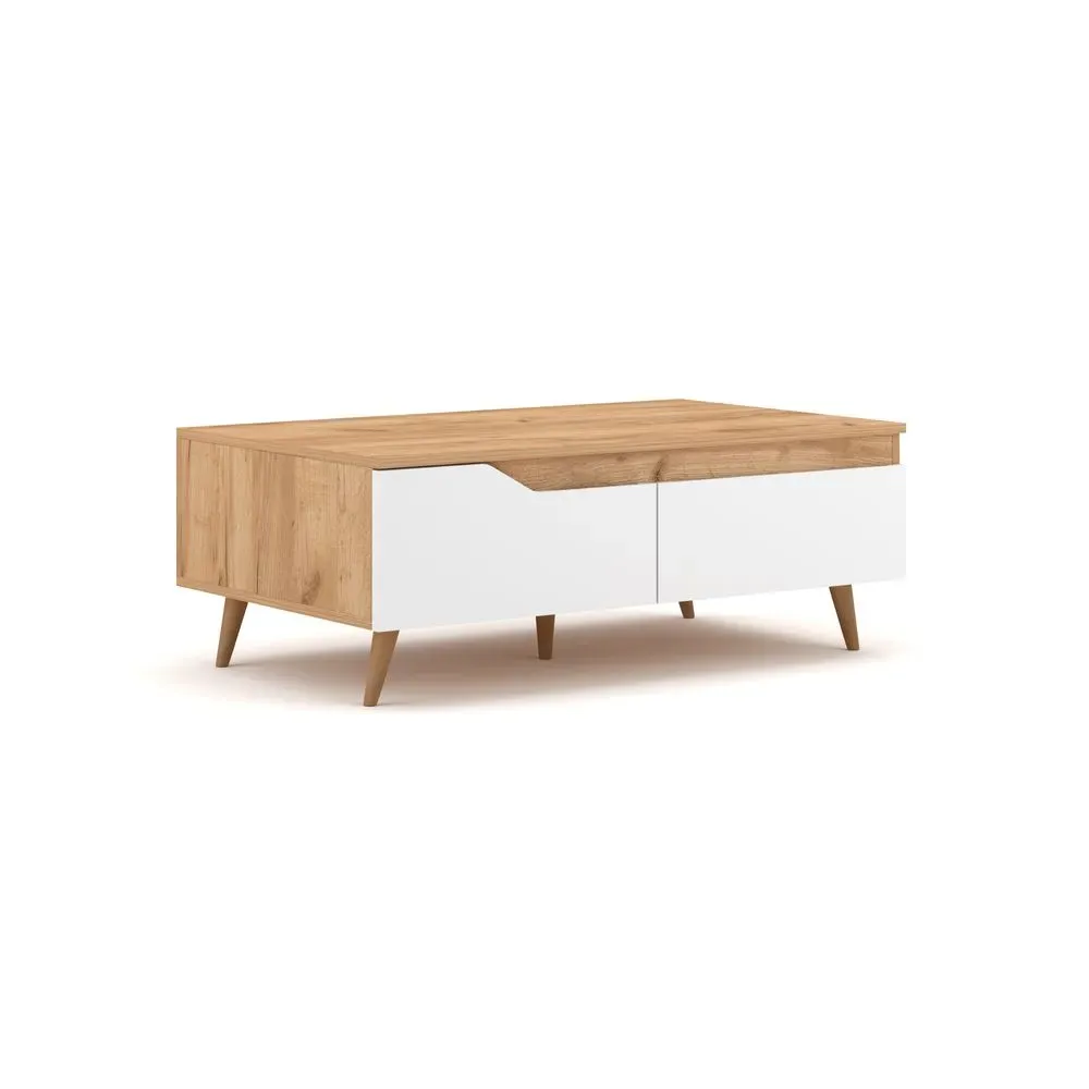 Mesa de Centro Begonia color Blanco/Duna 2 cajones TU MESITA