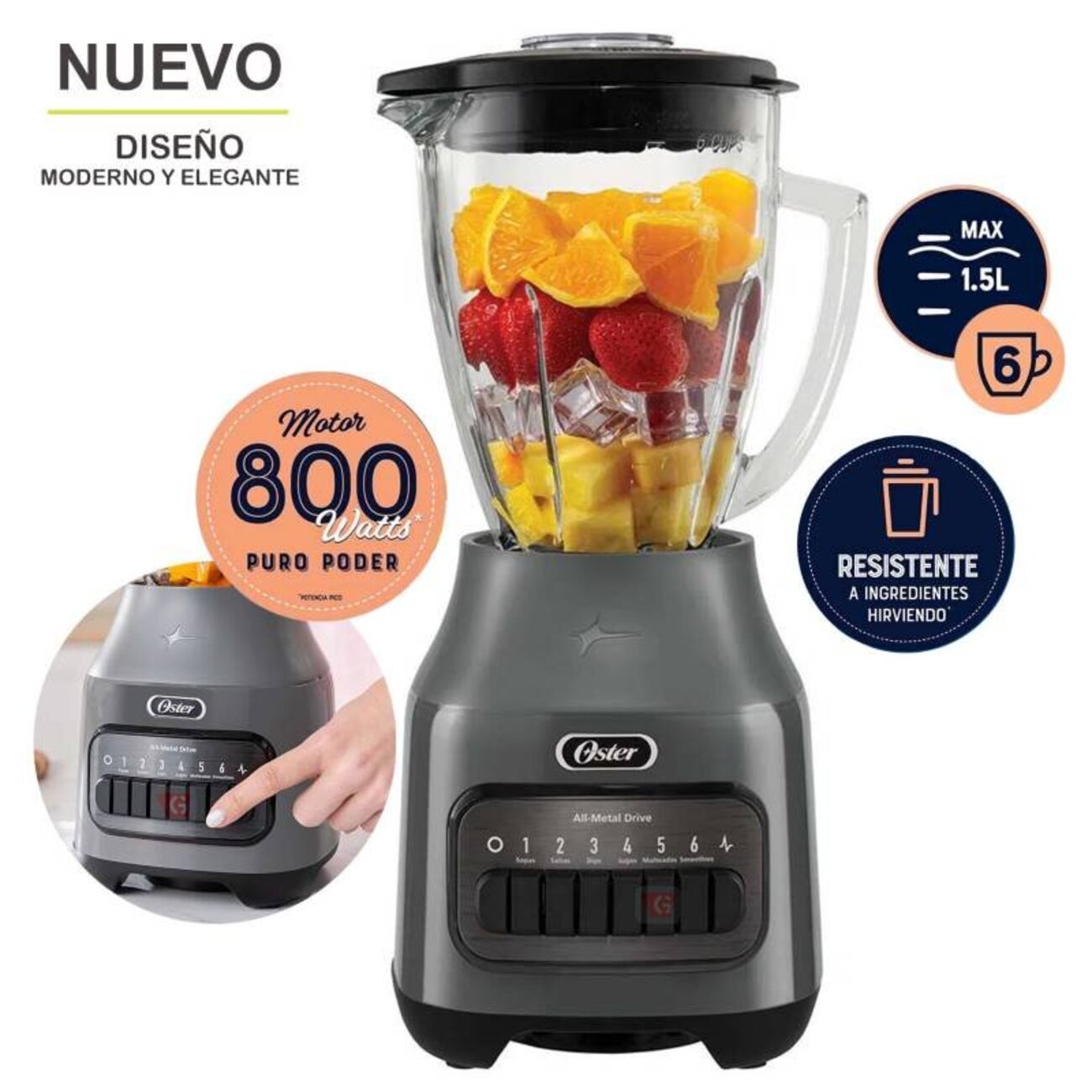 Licuadora 1.5L Oster con 6 Velocidades BLSTPEG-GPB-053 - !OFERTON!