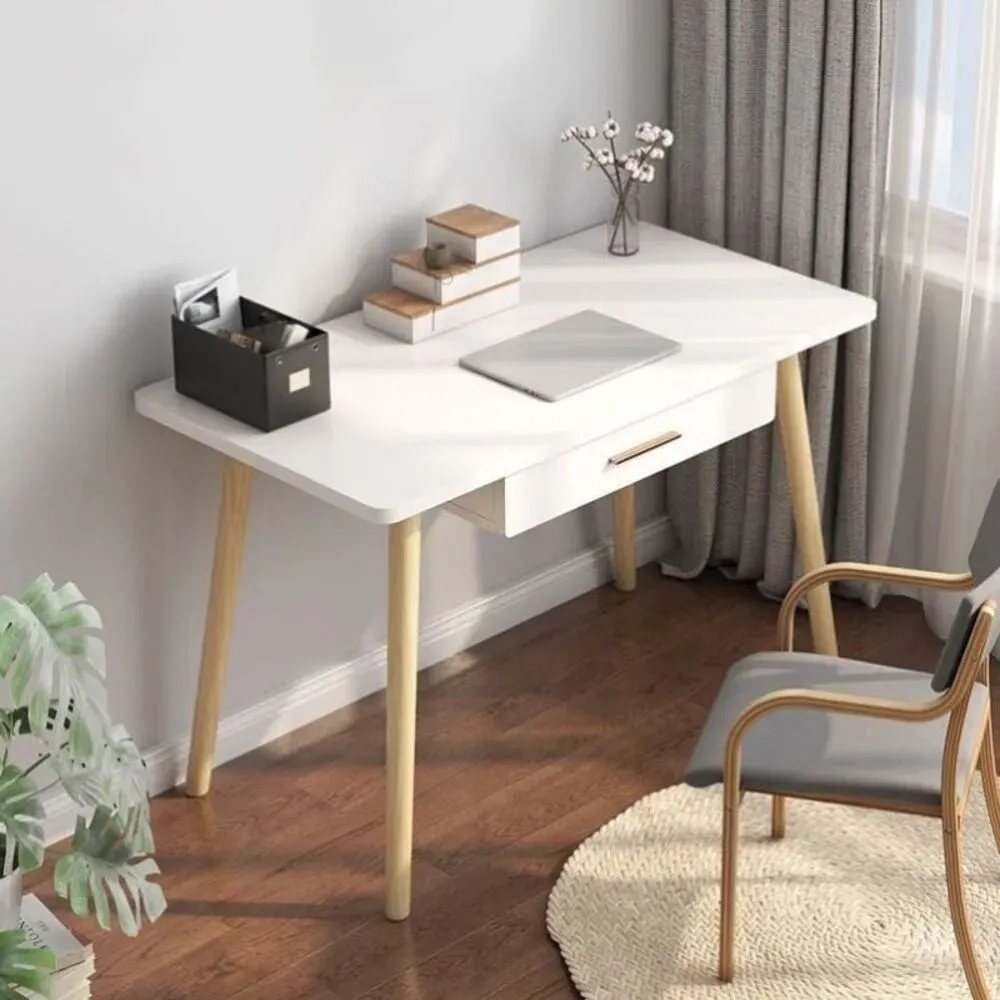Escritorio Vintage Moderno Almendra 1 Cajón Blanco