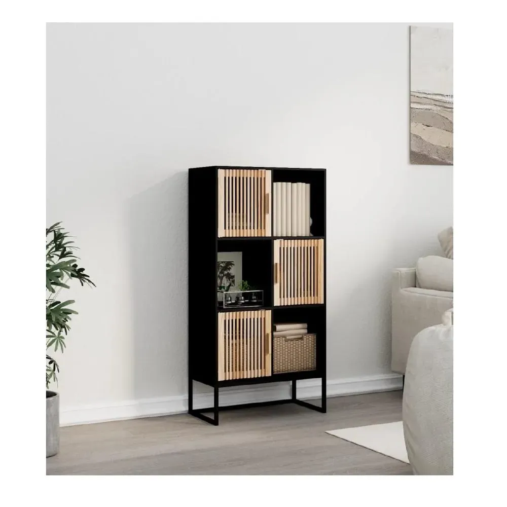 Librero Multiusos TU MESITA Beltran color Negro/Haya 3 puertas