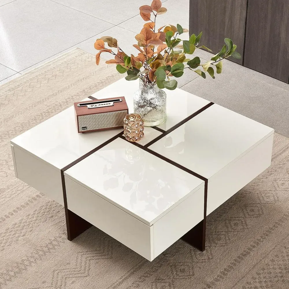 Mesa de Centro Moderna Cuadrada Rubic color Blanco TU MESITA