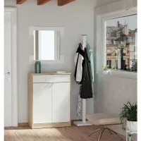 Zapatera Moderna Berlina color Blanco/Roble TU MESITA 2 puertas 1 Cajón