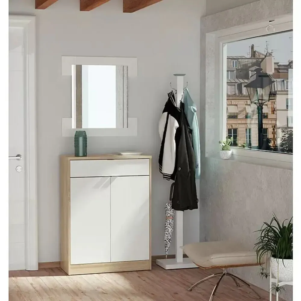 Zapatera Moderna Berlina color Blanco/Roble TU MESITA 2 puertas 1 Cajón