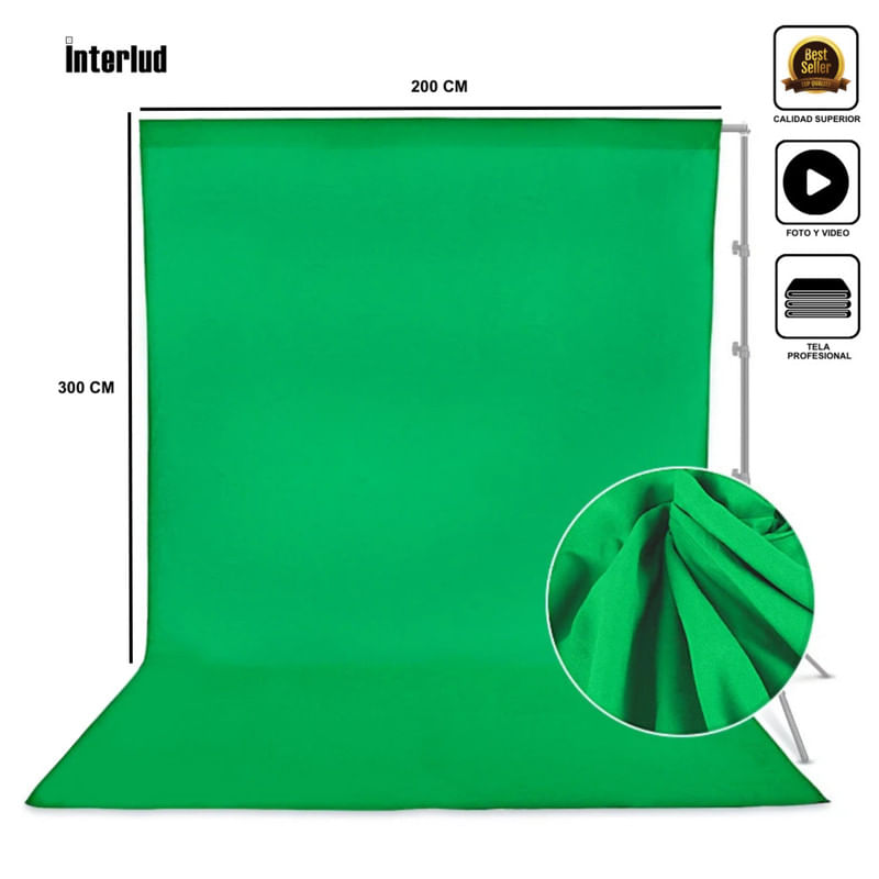 Fondo de Tela verde 3m para Estudio Fotográfico INTERLUD