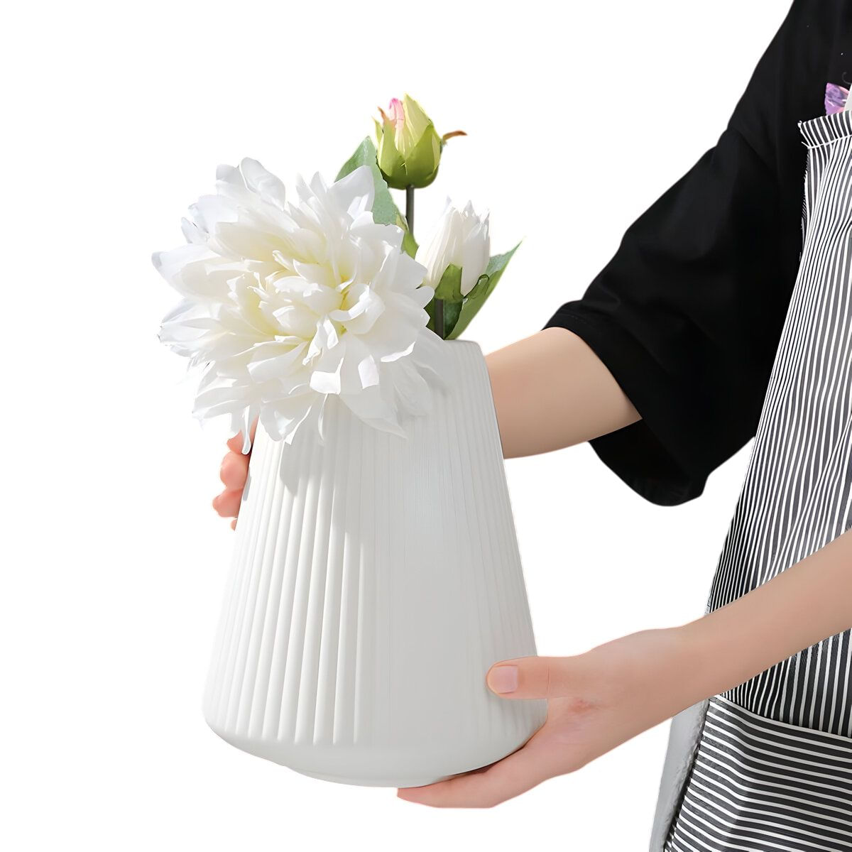 Florero Decorativo Modelo Axis Lineal Mediano Blanco