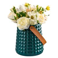 Florero Decorativo Modelo Primavera Cuadros Azul