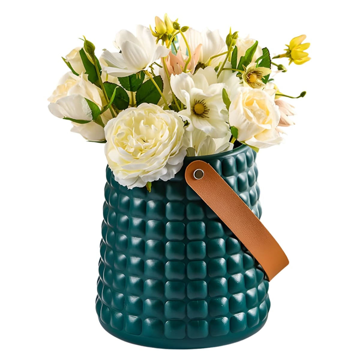 Florero Decorativo Modelo Primavera Cuadros Azul